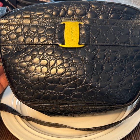 Salvatore Ferragamo Textured Black Crossbody Bag - Picture 2 of 4